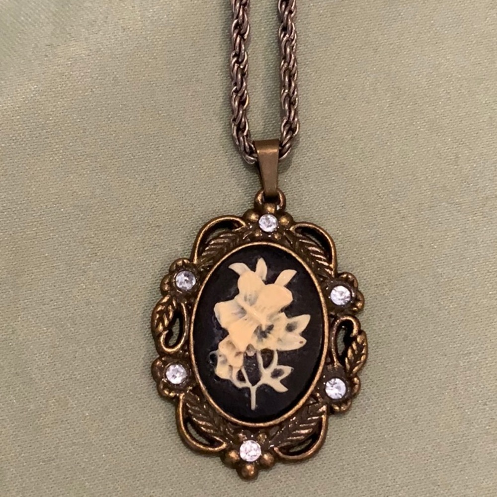 Antique Butterfly Cameo Necklace